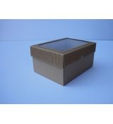 Dárková krabička s průhledem obdélník 19x14,5x10 cm, hnědá