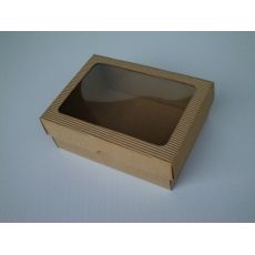 Dárková krabička s průhledem obdélník 19x14,5x7 cm, hnědá
