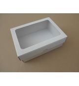 Dárková krabička s průhledem obdélník 19x14,5x7 cm, bílá