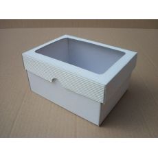 Dárková krabička s průhledem obdélník 19x14,5x10 cm, bílá