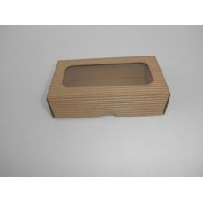 Dárková krabička s průhledem obdélník 12x7x3,5 cm, hnědá
