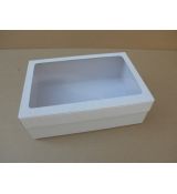 Dárková krabička s průhledem obdélník 30x20x10 cm, bílá