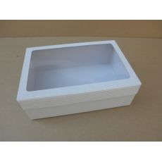 Dárková krabička s průhledem obdélník 30x20x10 cm, bílá